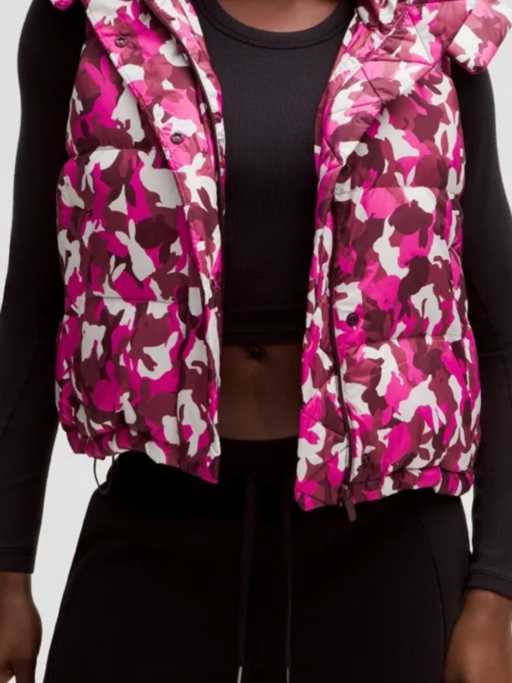 lululemon athletica Pink White Burgundy Camouflage Puffer Vest